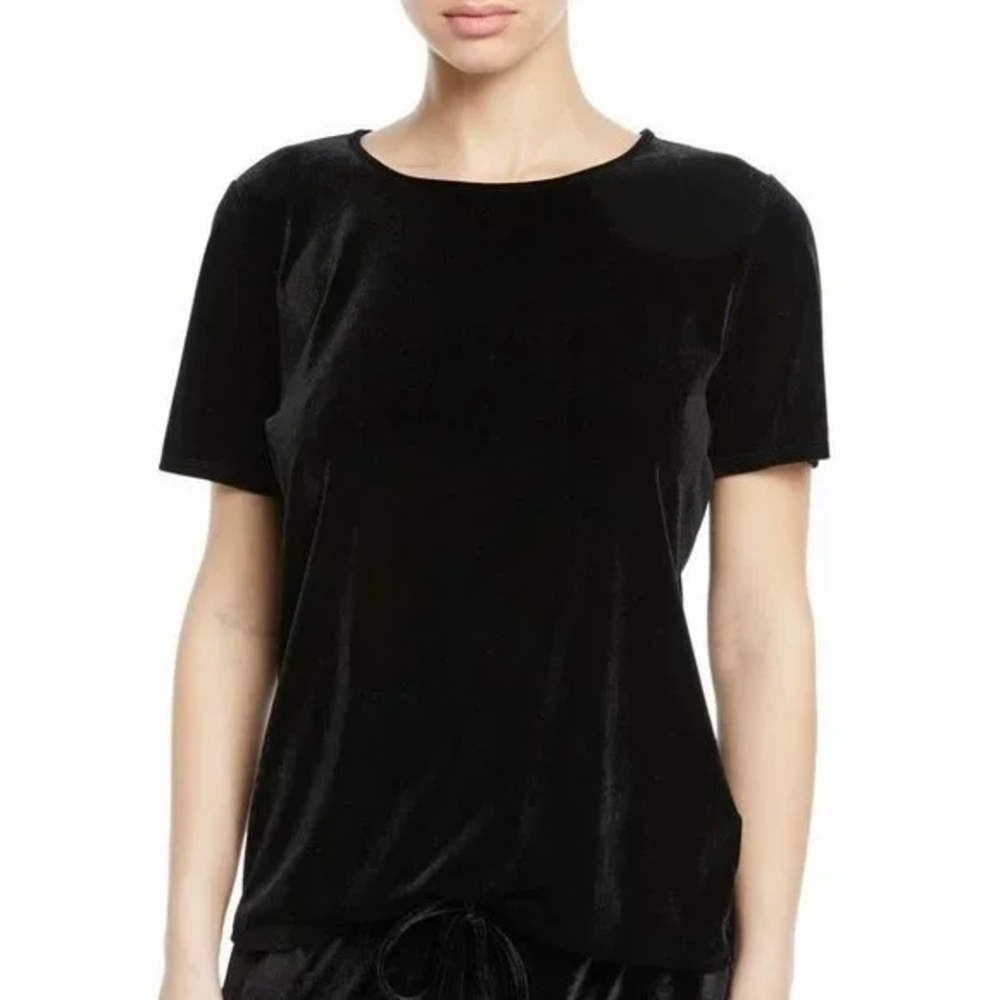 White House Black Market Black Velvet Short Sleeve Top